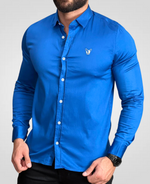 CAMISA MANGA LONGA AZUL ZAFIRA MASCULINA SOCIAL - BRATE INFINITY