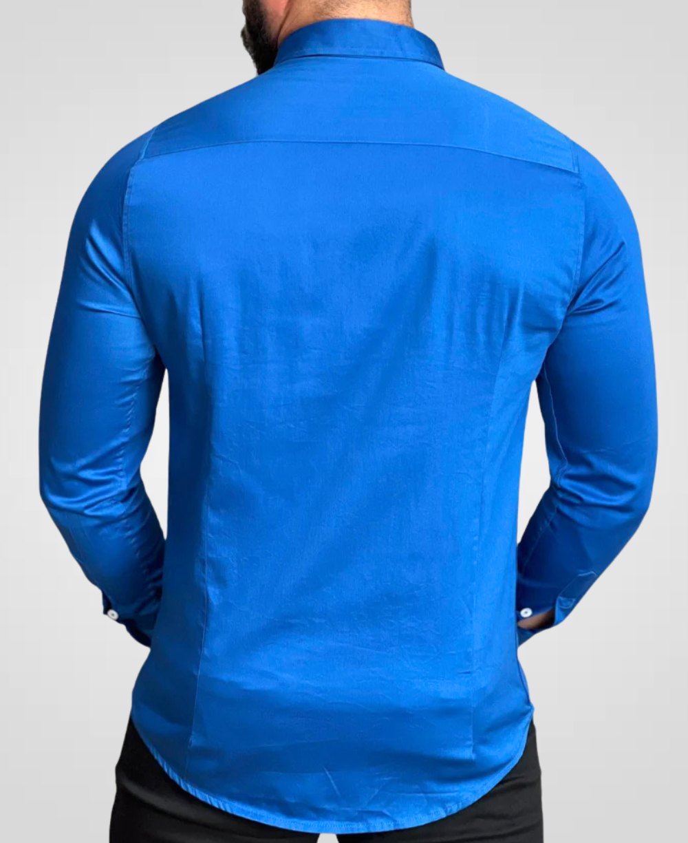 CAMISA MANGA LONGA AZUL ZAFIRA MASCULINA SOCIAL - BRATE INFINITY