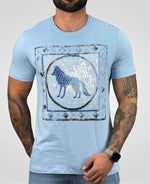 Camiseta Azul Sky Casual Masculina String Art - Acostamento