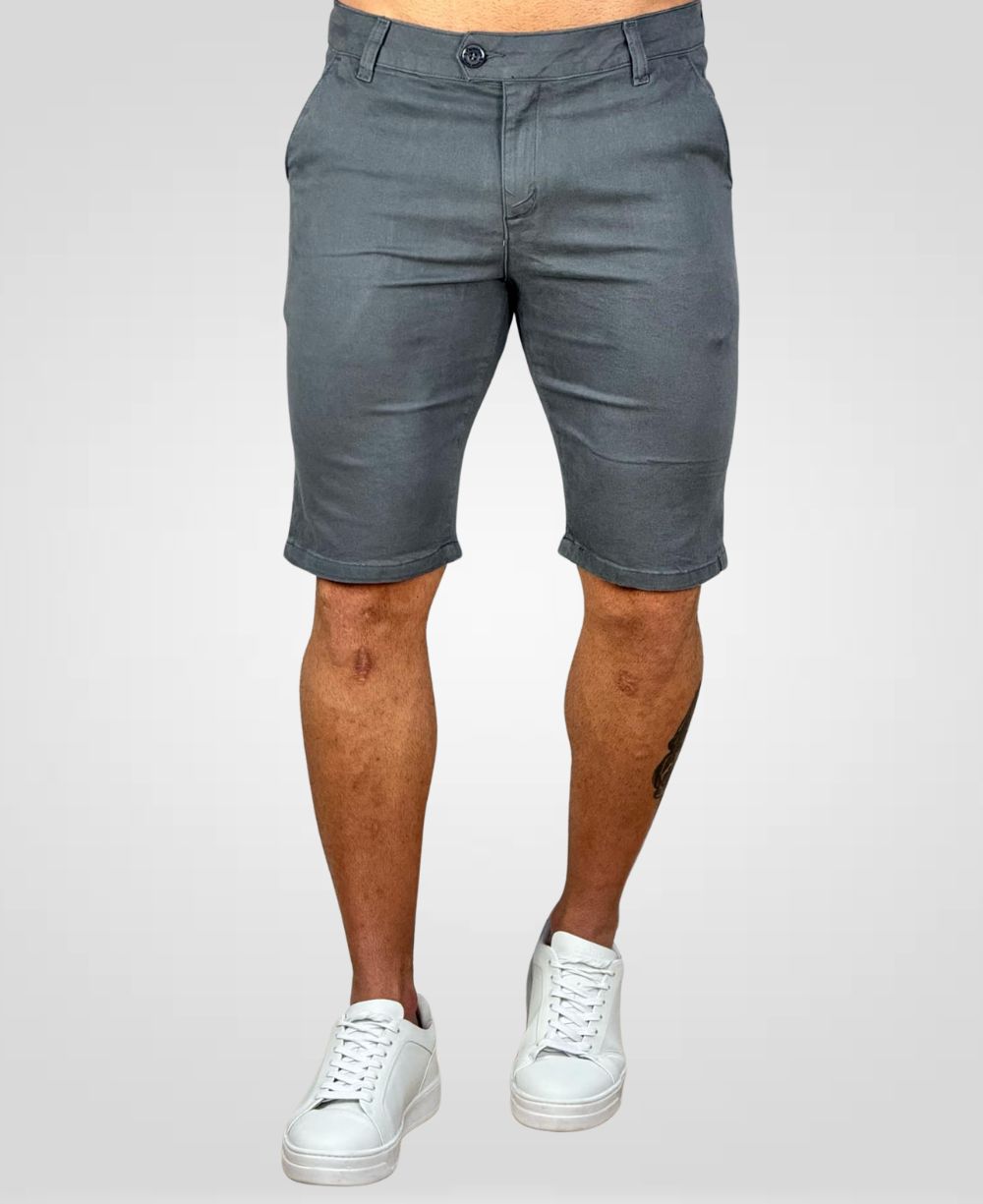 Bermuda Alfaiataria Cinza Escuro Masculina Lisa - Paladho´S Jeans Wear