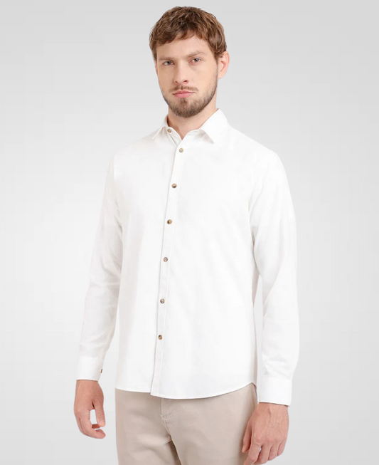 Camisa Social Areia Manga Longa Masculina Slim - Aramis