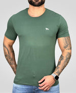 Camiseta Verde Casual Masculina Lobo Costas - Acostamento