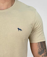 Camiseta Bege Casual Masculina Lobo Costas - Acostamento