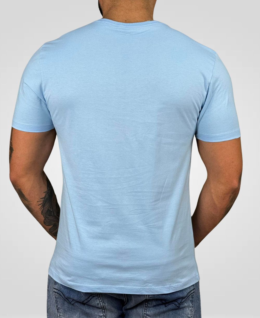 Camiseta Azul Sky Casual Masculina Wolf - Acostamento