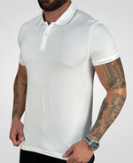 Camisa Polo Branca Masculina Logo Handle da Calvin Klein