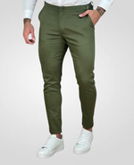 Calça Alfaiataria Verde Militar Masculina Com Regulagem - Per Pochi