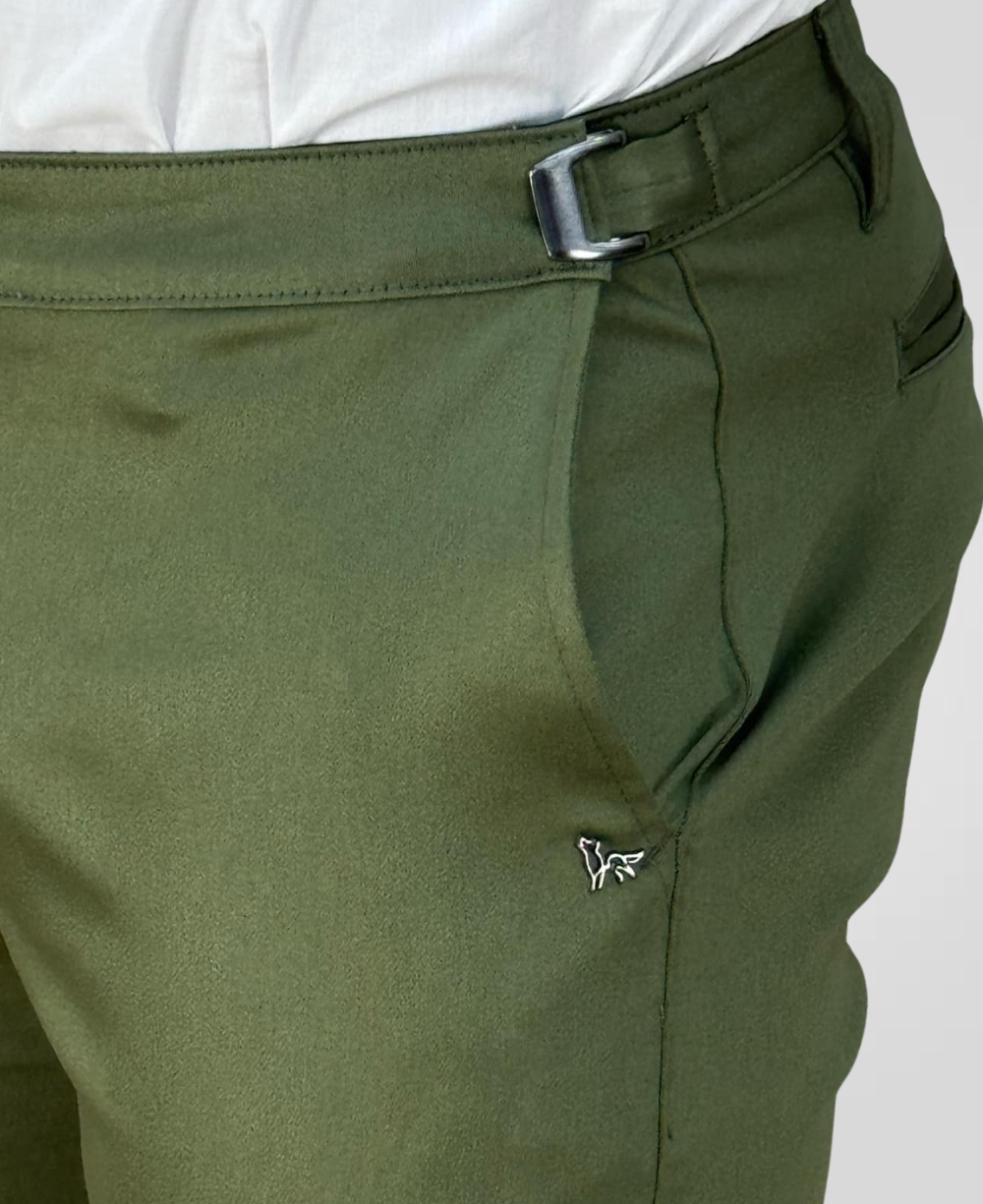 Calça Alfaiataria Verde Militar Masculina Com Regulagem - Per Pochi