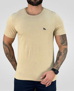 Camiseta Bege Casual Masculina Wolf - Acostamento