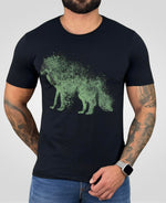 Camiseta Preta Casual Masculina Wolf Brush - Acostamento