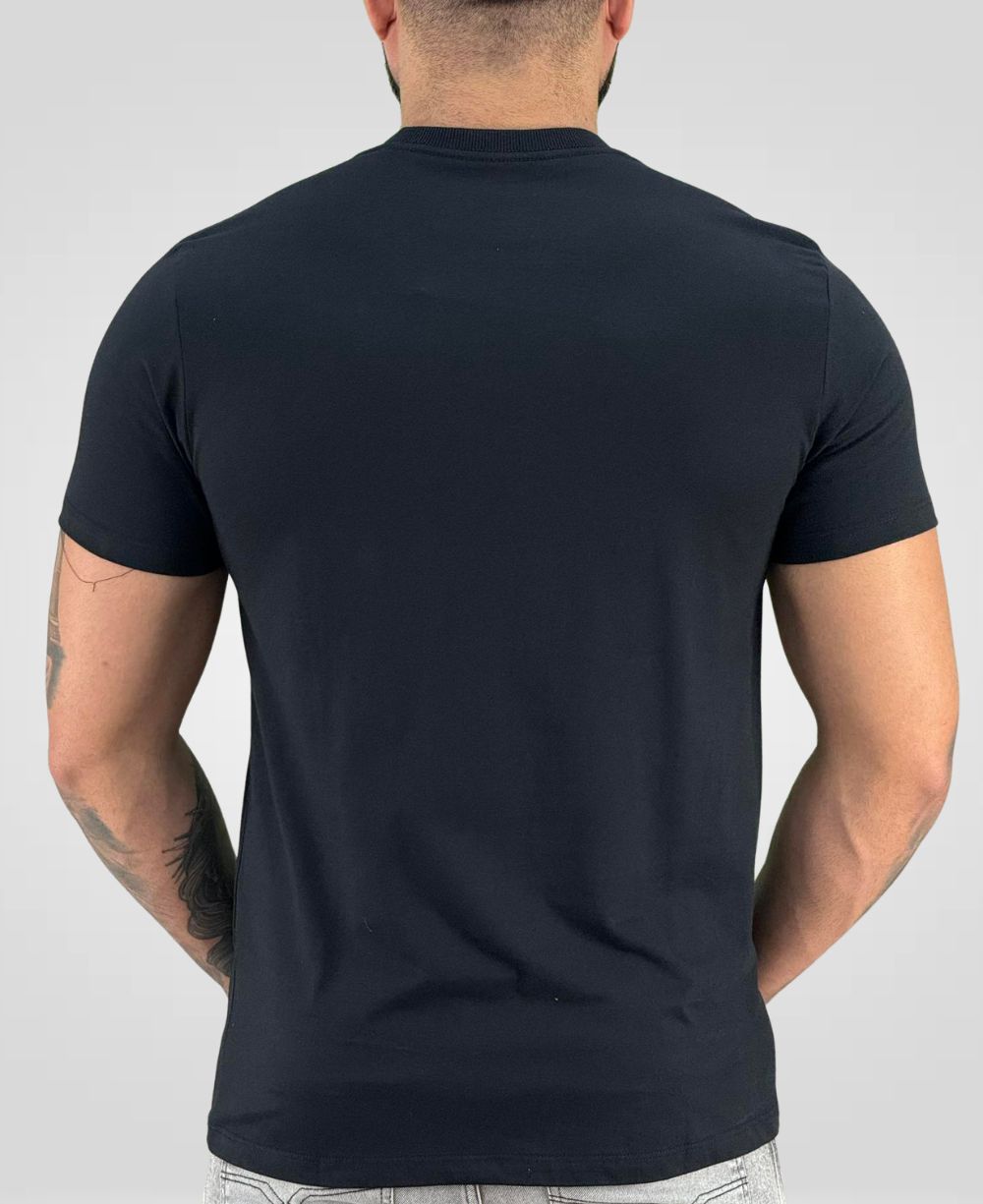 Camiseta Preta Casual Masculina Wolf Neon - Acostamento