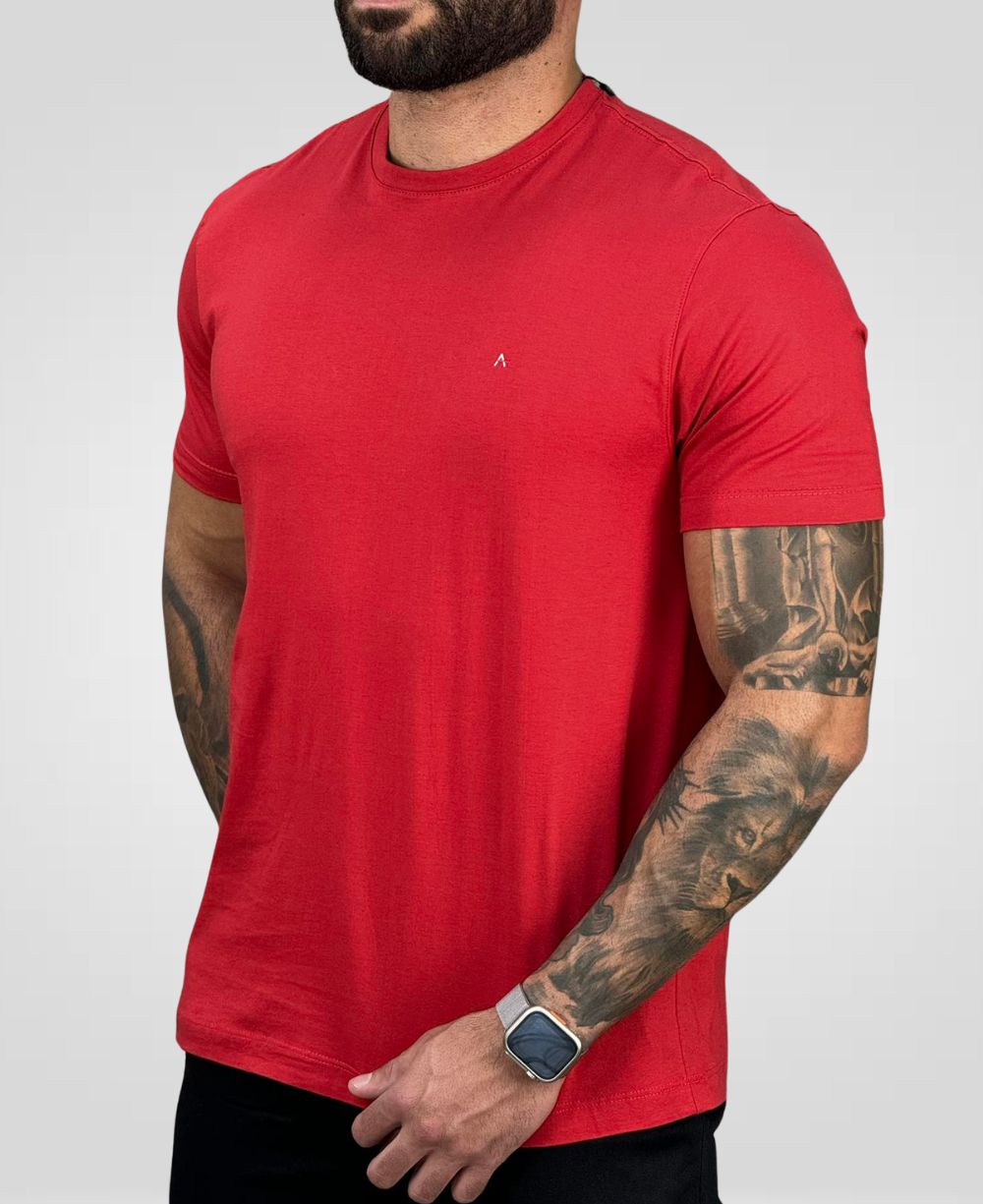 Camiseta Vermelho Masculina Malha Regular - Aramis