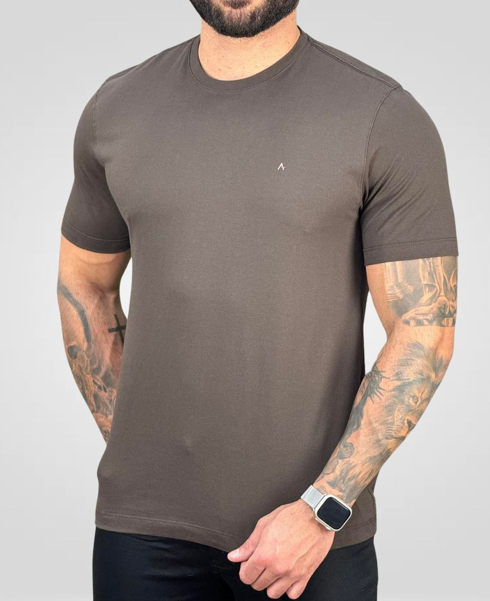 Camiseta Marrom Masculina Malha Regular - Aramis