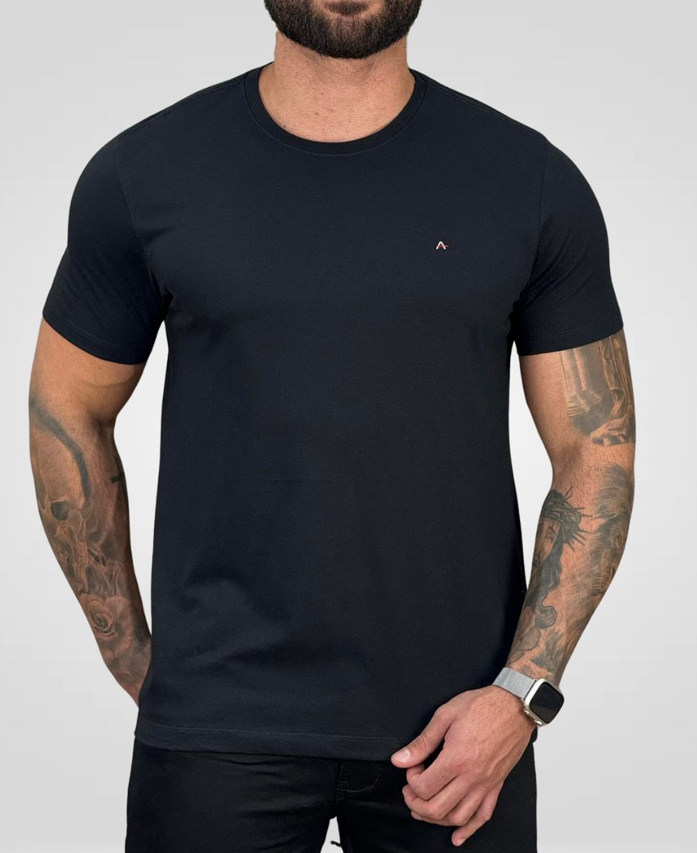 Camiseta Preta Masculina Malha Regular - Aramis