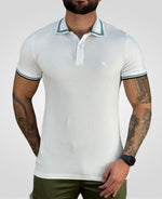 Camisa Polo Branco Masculina Line Collar - Acostamento