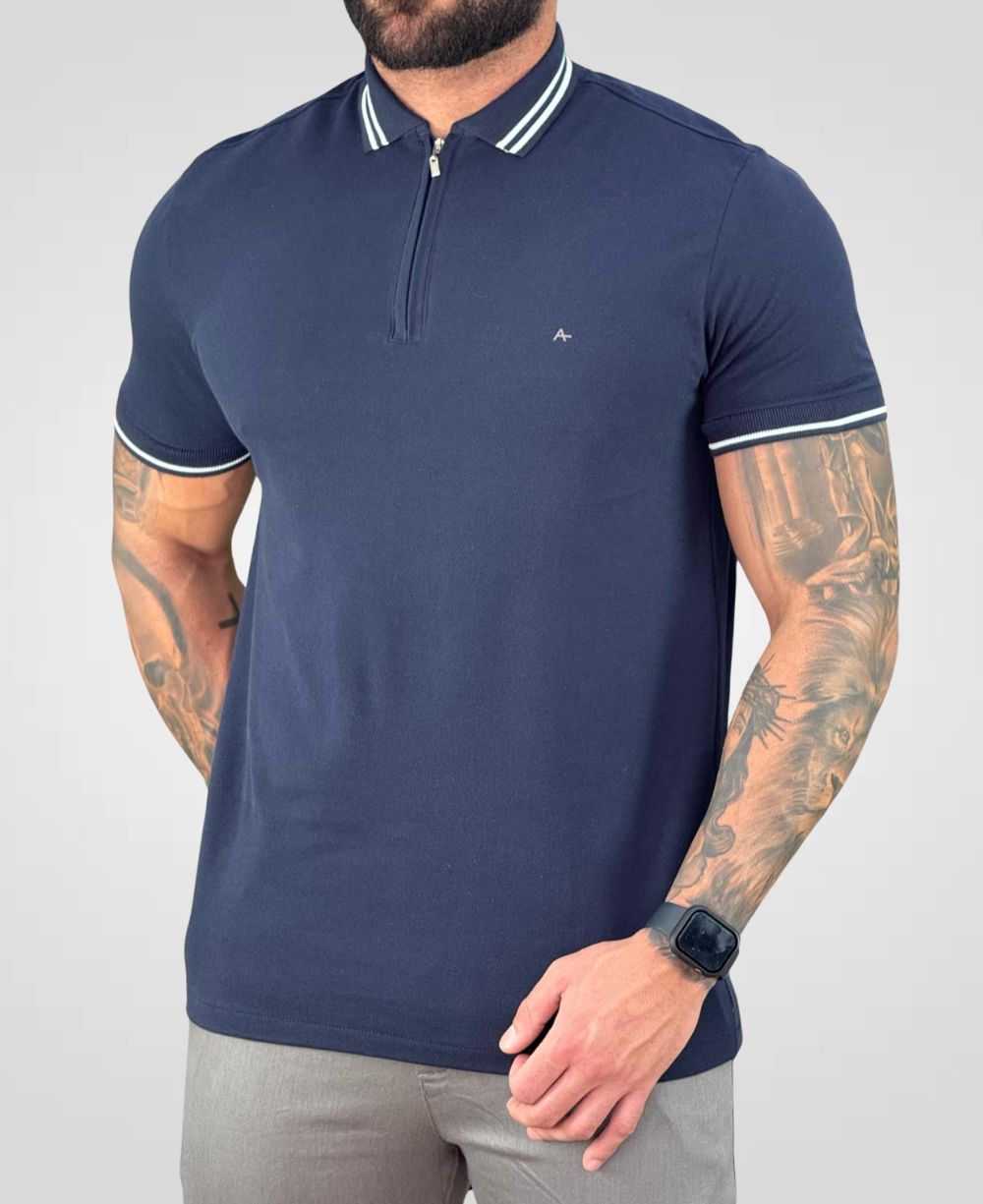 Camisa Polo Azul Marinho Masculina Piquet New Classic - Aramis