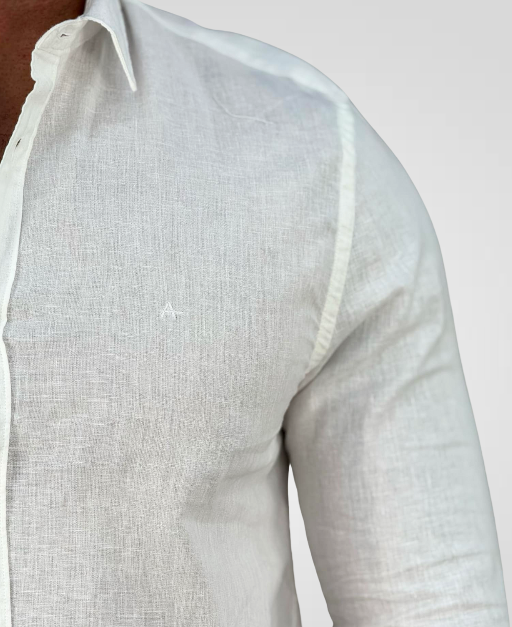 Camisa Social Areia Manga Longa Masculina Slim - Aramis