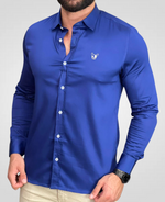 Camisa Manga Longa Azul  Masculina Social - BRATE INFINITY