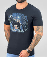 Camiseta Preta Casual Masculina Neon Mc - Acostamento