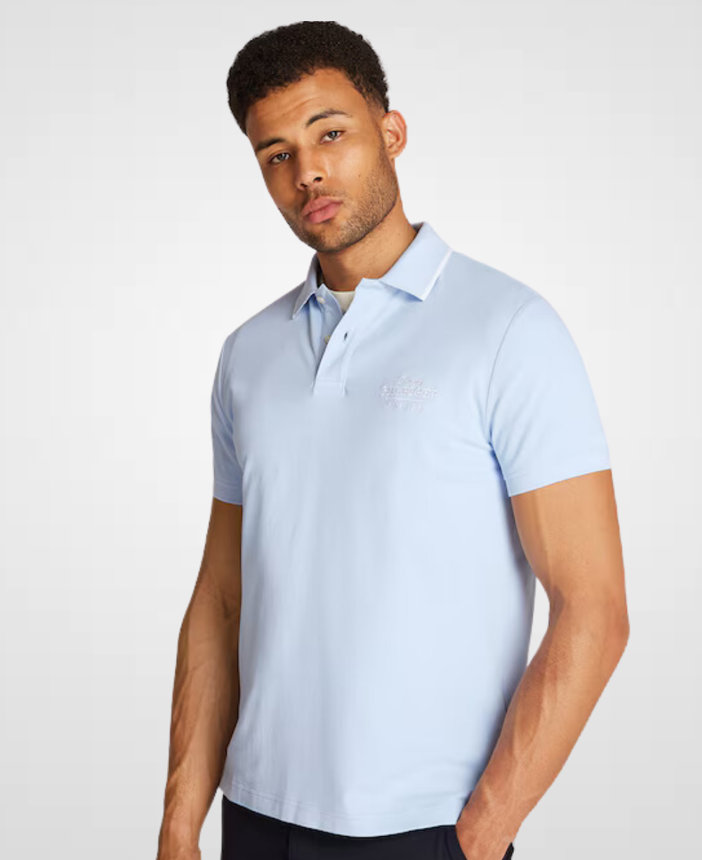 Camisa Polo Azul Céu 1985 Com Friso Slim - Tommy Hilfiger