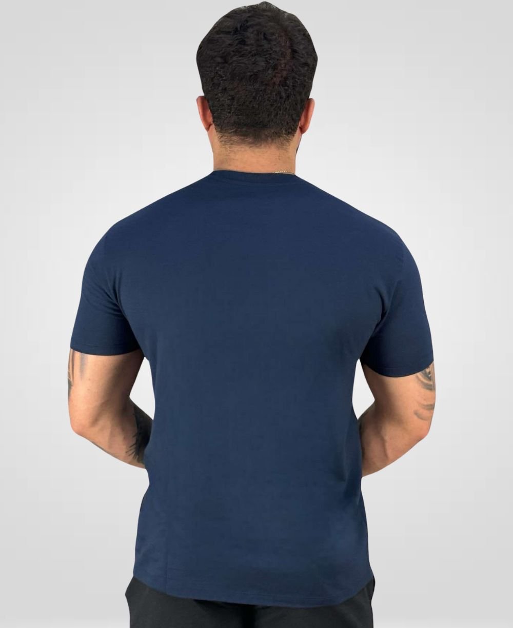 Camiseta Azul Escuro Casual Masculina Wolf - Acostamento