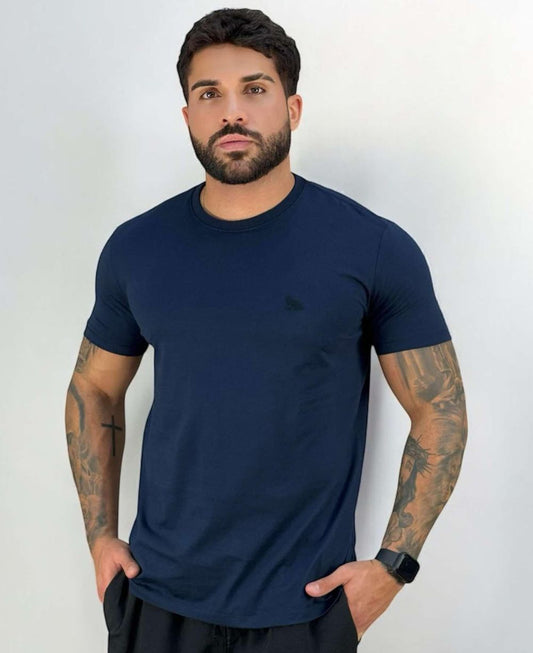 Camiseta Azul Escuro Casual Masculina Wolf - Acostamento