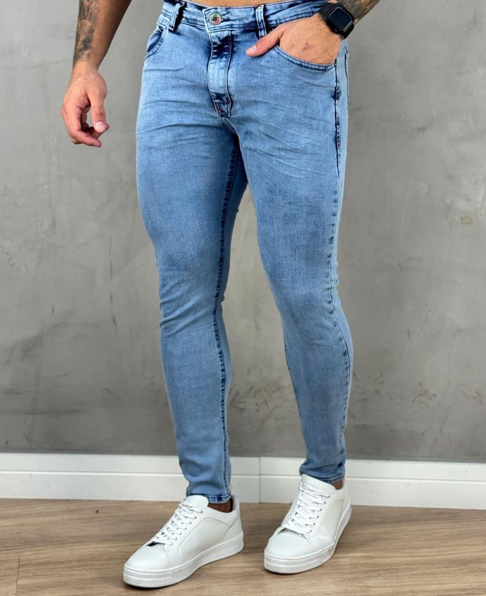 Calça Jeans Claro Masculina Lisa Super Skinny - City Denim