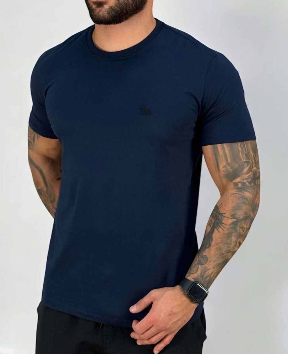 Camiseta Azul Escuro Casual Masculina Wolf - Acostamento