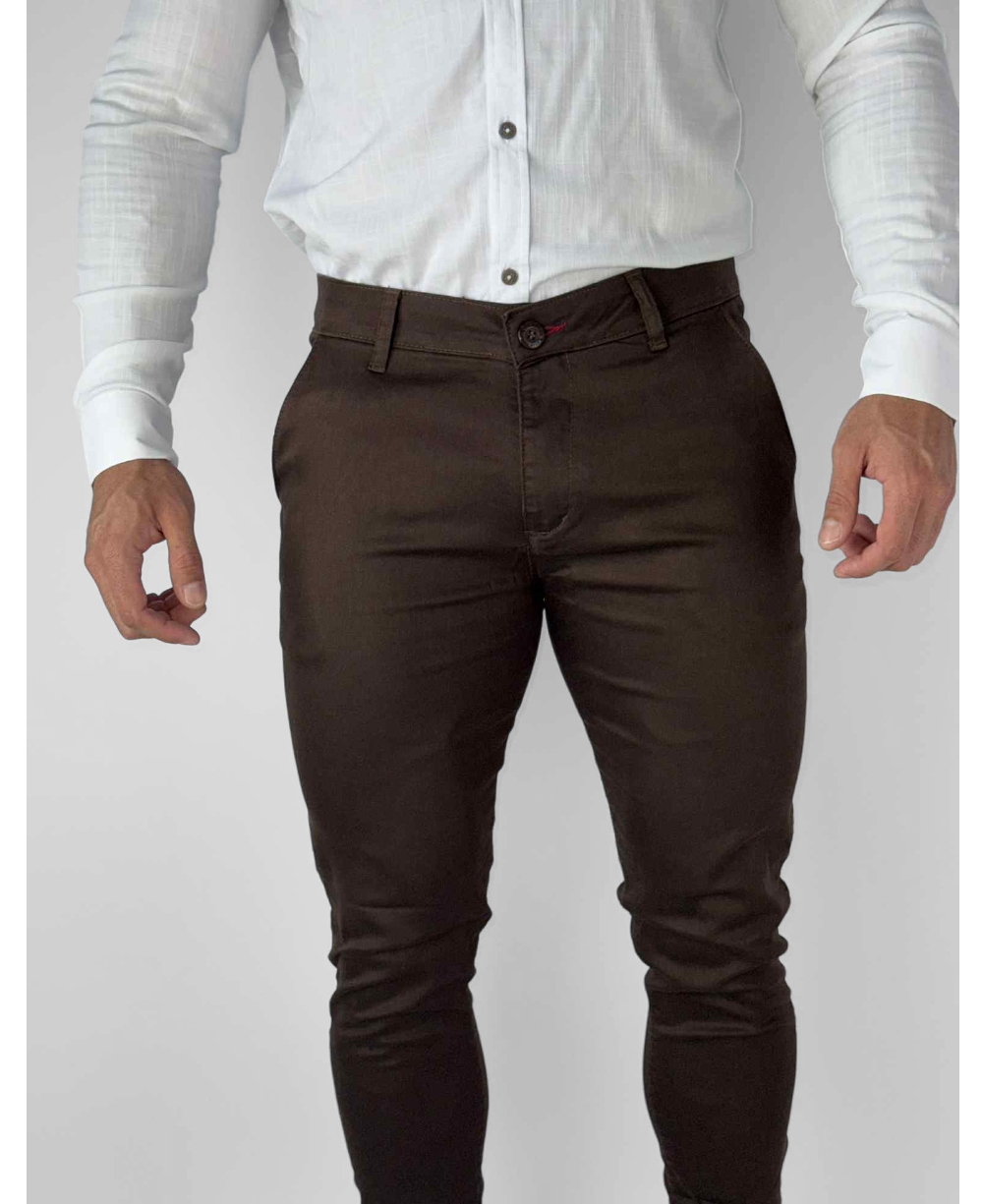 Calça Alfaiataria Marrom Masculina Super Skinny - Paladho´s Jeans