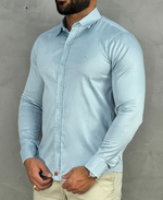 Camisa Social Azul Bebe Básica Acetinada - Paladho's Jeans Wear