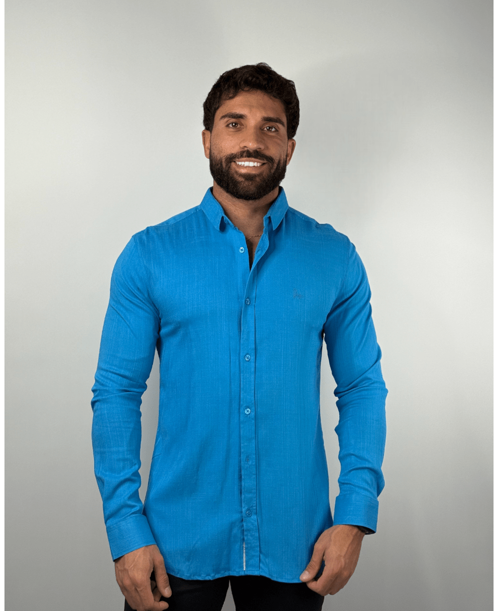 Camisa Dubai Azul Bebê Masculino Viscolinho - Per Pochi