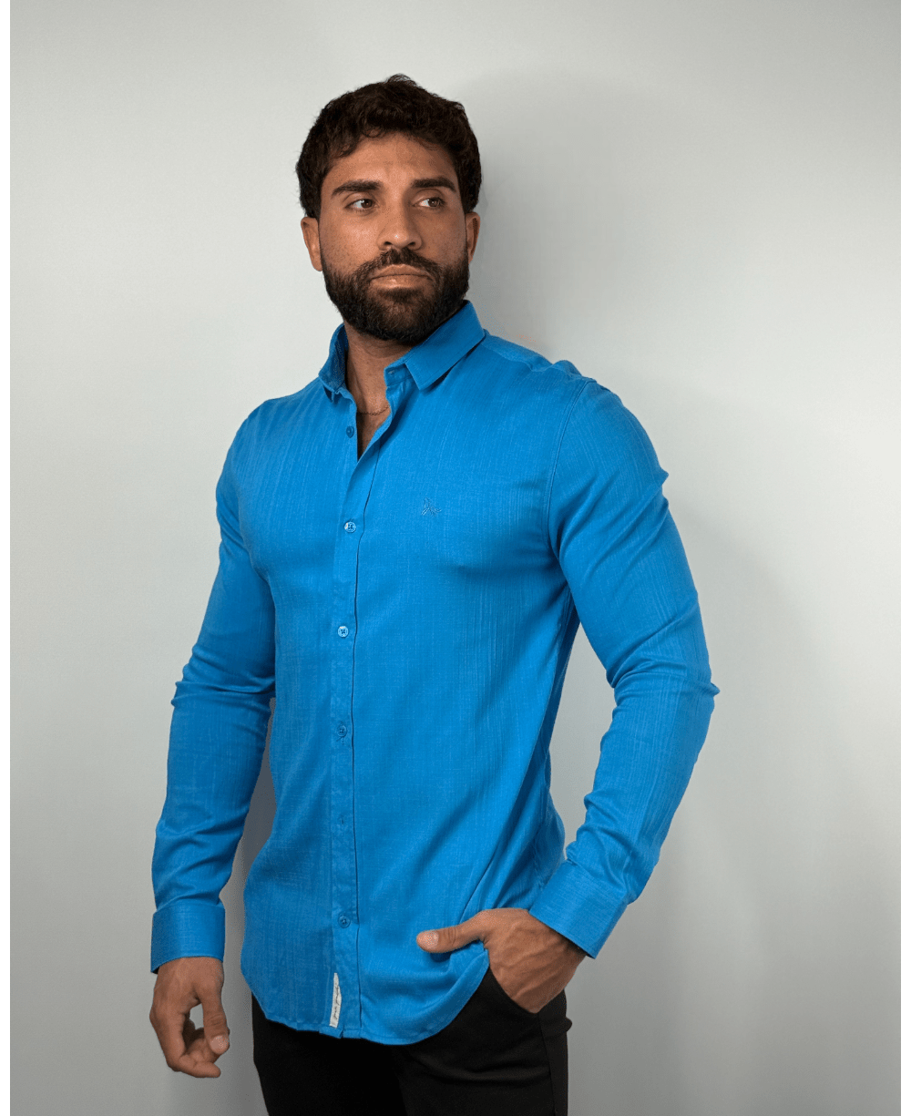 Camisa Dubai Azul Bebê Masculino Viscolinho - Per Pochi