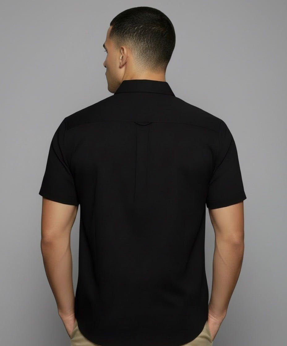 Camisa Preta Masculina Manga Curta - Per Pochi