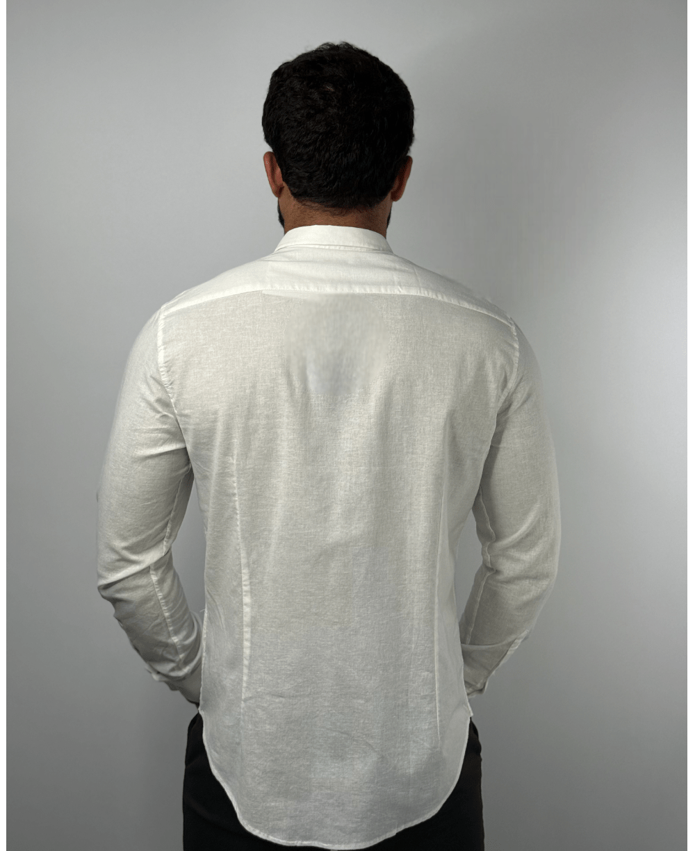 Camisa Linen Branco Masculina Linho - Per Pochi