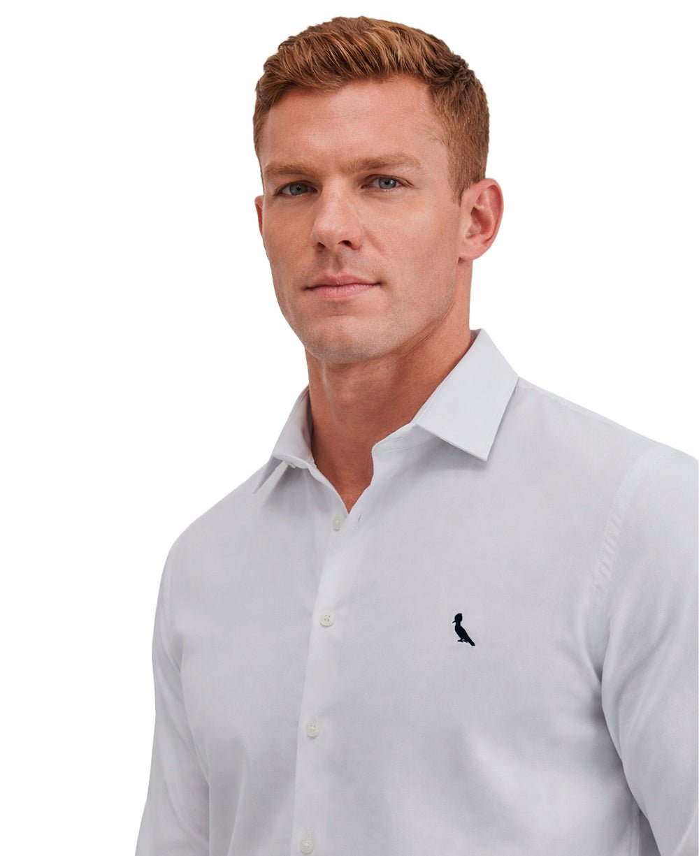 Camisa Social Branco Masculina Enxuto Elastano Manga Longa - Reserva