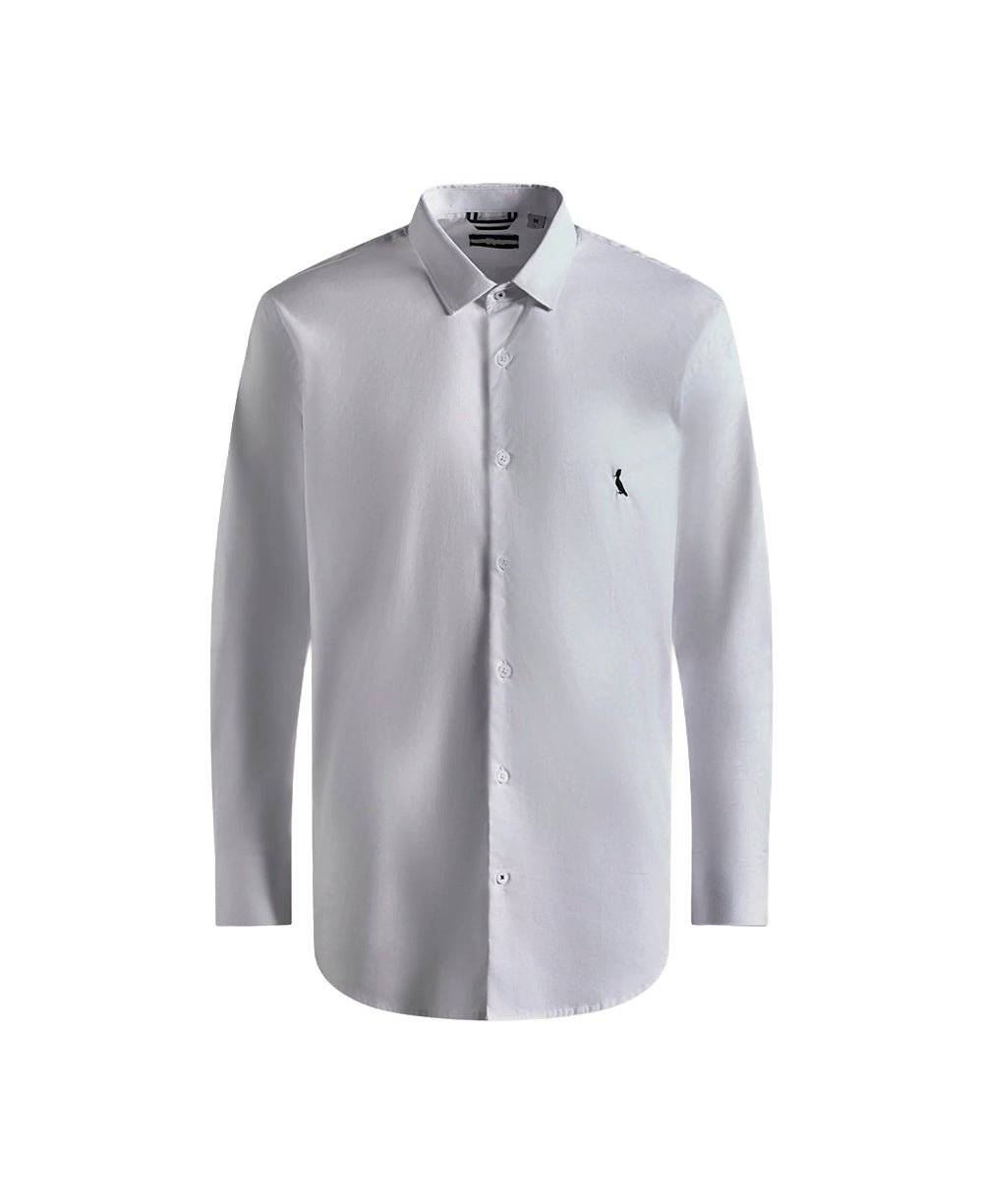 Camisa Social Branco Masculina Enxuto Elastano Manga Longa - Reserva