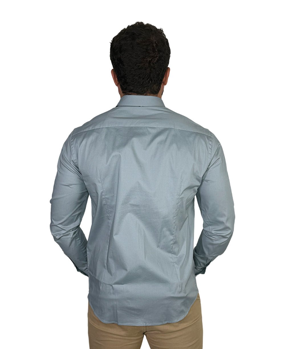Camisa Social Azul Claro Masculina Manga Longa Enxuto Elastano - Reserva