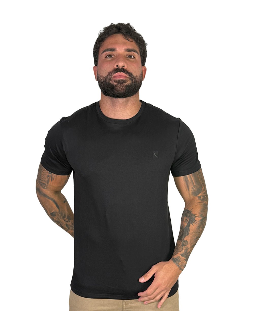 Camiseta Preta Masculina Slim Estampada - Reserva