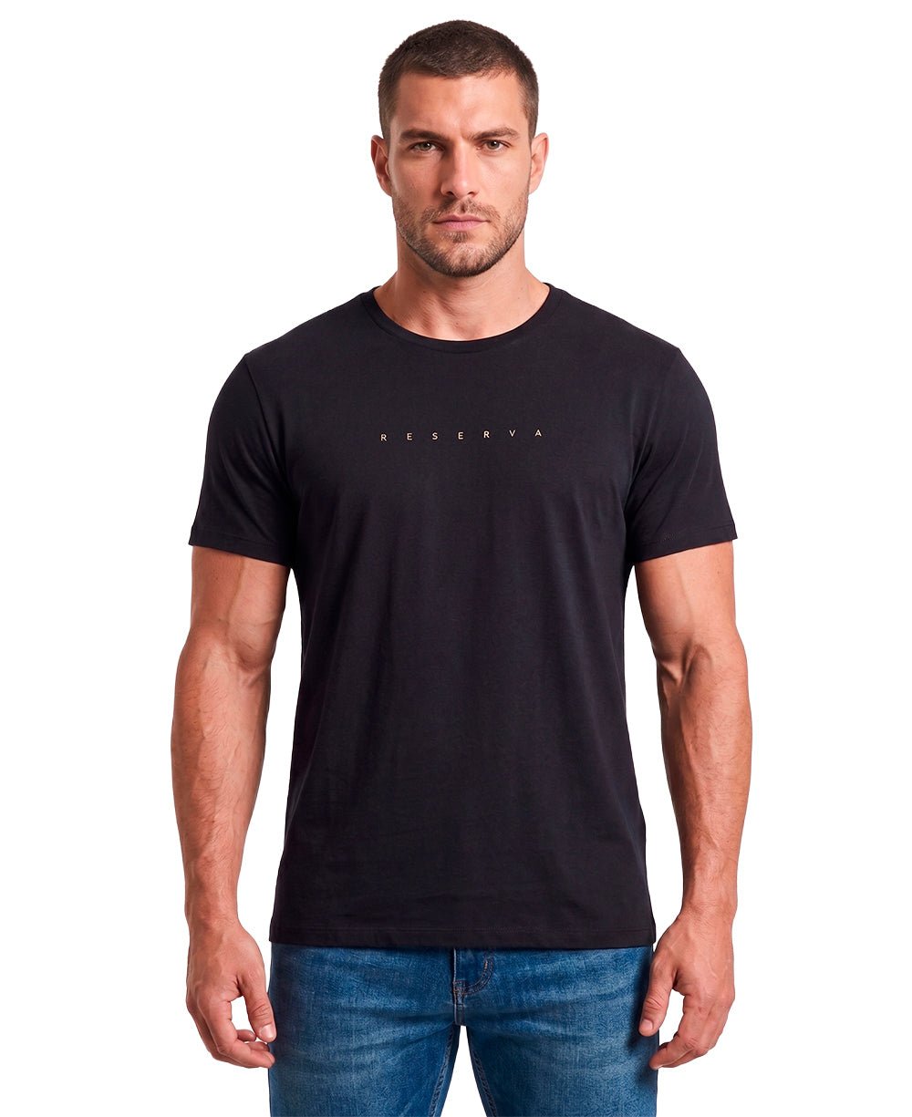 Camiseta Preta Masculina Estampada Gold - Reserva