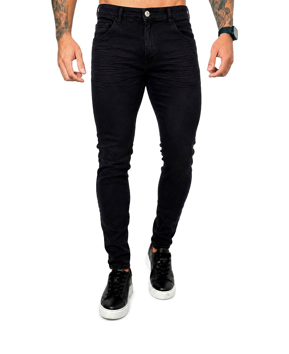 Calça Jeans Preta Masculina Lisa Super Skinny - Rota 77
