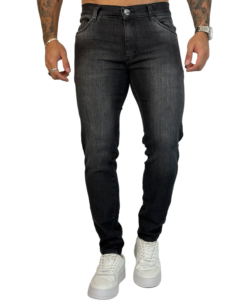 Calça Jeans Cinza Mescla Masculina com Lycra - Rota 77