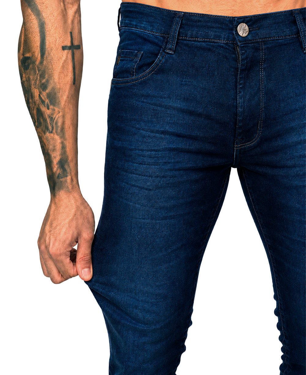 Calça Jeans Azul Marinho Masculina com Lycra - Rota 77