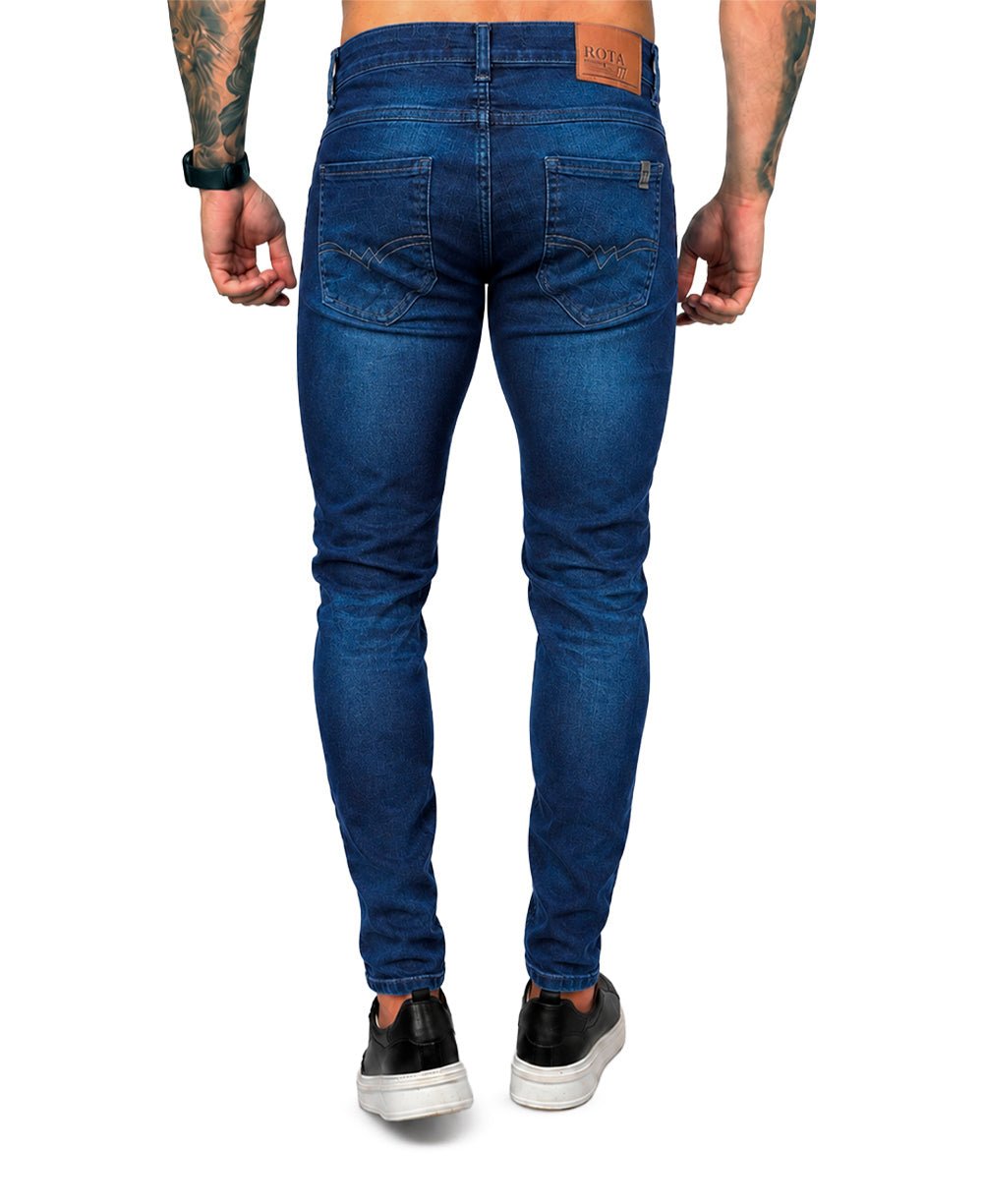 Calça Jeans Azul Marinho Masculina com Lycra - Rota 77