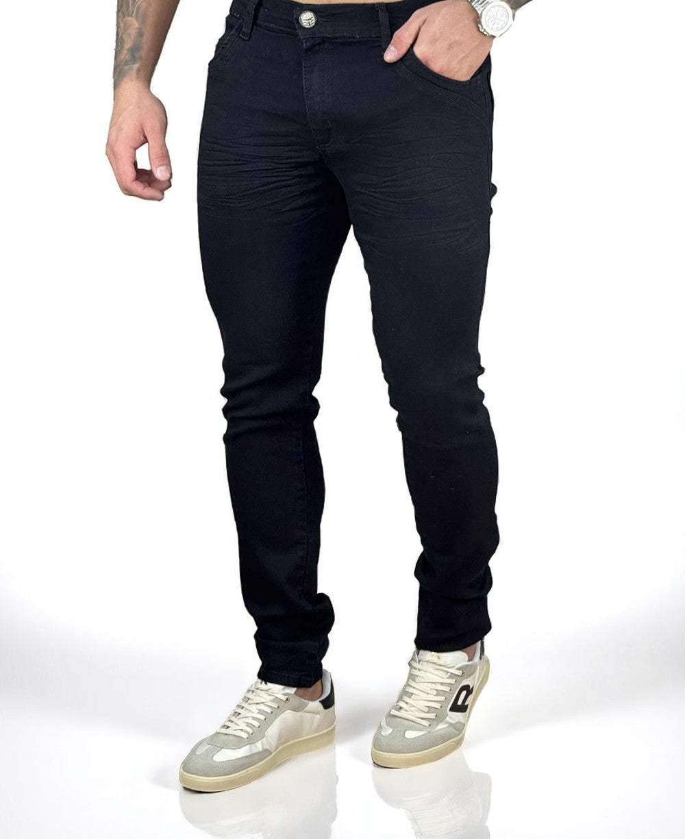 Calça Jeans Preta Masculina Lisa Super Skinny - Rota 77