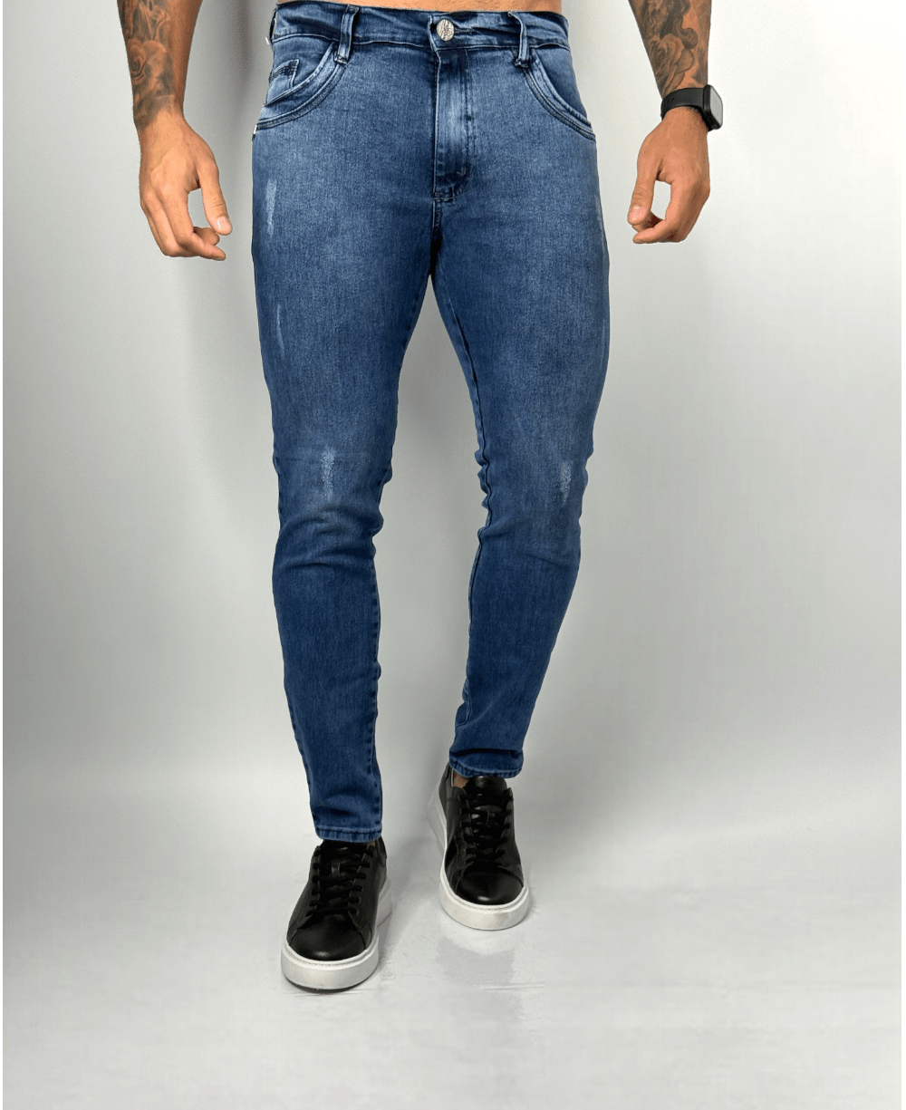 Calça Jeans Azul Médio Masculina - Rota 77