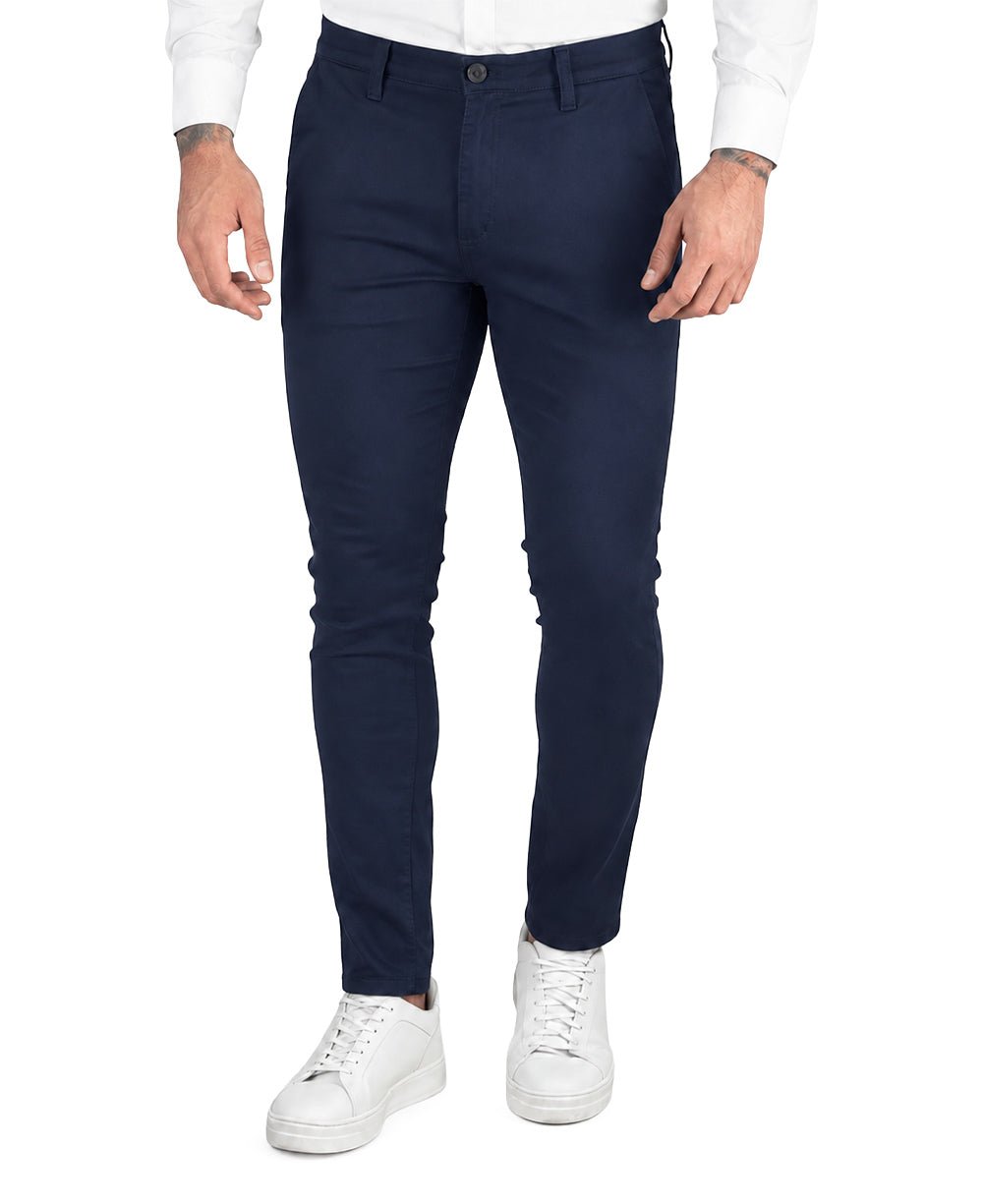 Calça Alfaiataria Azul Marinho Masculina Com Lycra - Rota77