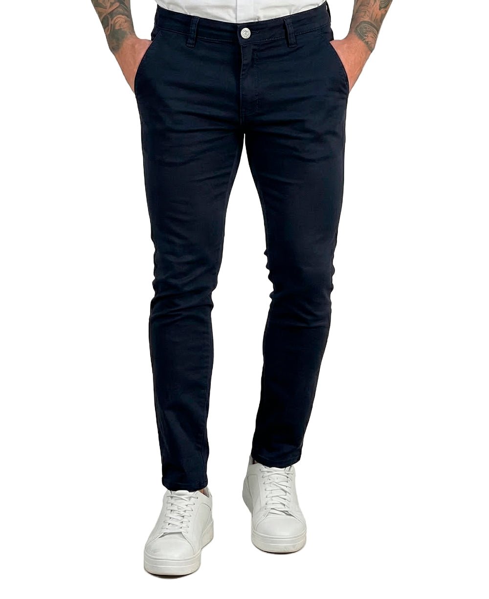 Calça Alfaiataria Azul Marinho Masculina Com Lycra - Rota77