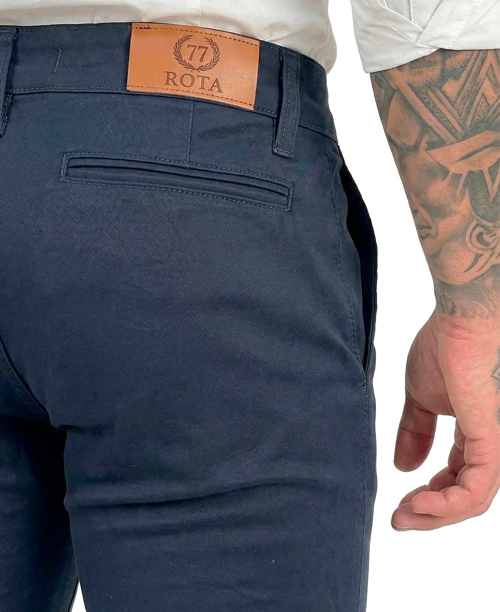 Calça Alfaiataria Azul Marinho Masculina Com Lycra - Rota77