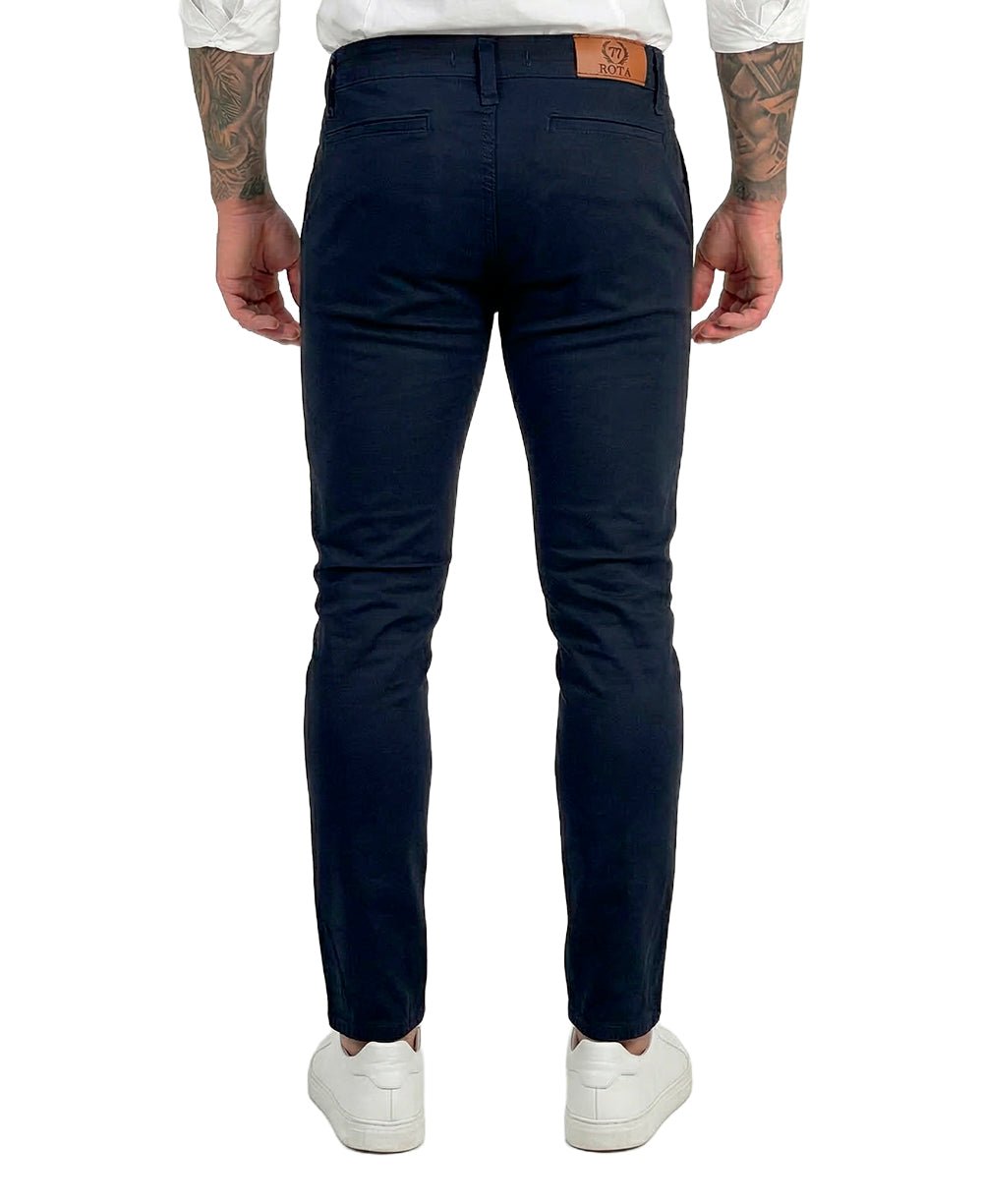 Calça Alfaiataria Azul Marinho Masculina Com Lycra - Rota77