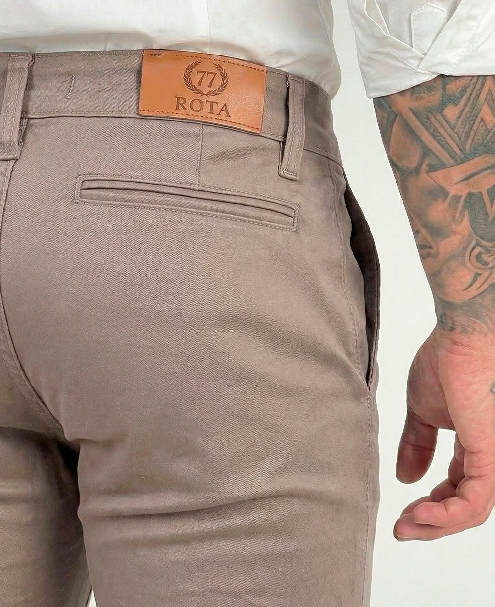 Calça Alfaiataria Caqui Masculino com Lycra - Rota 77