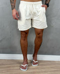 Shorts de Linho Off White Masculina Lisa - Afri.co